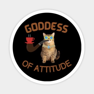 Goddess of Attitude (in black) | Coffee Cat | Smoking Cat | Funny Cat Magnet